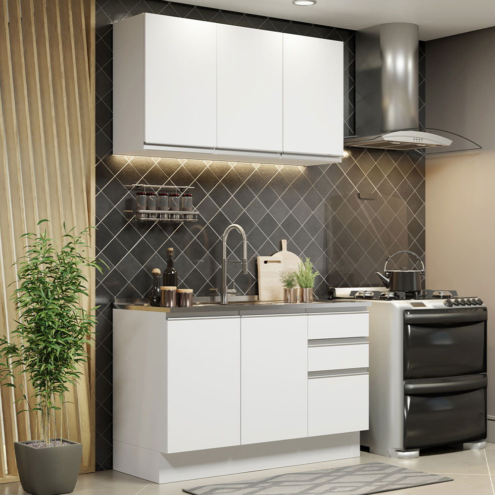 Combo de Cocina Madesa Glamy Sin Bacha de acero inoxidable 120 Cm Blanco 01