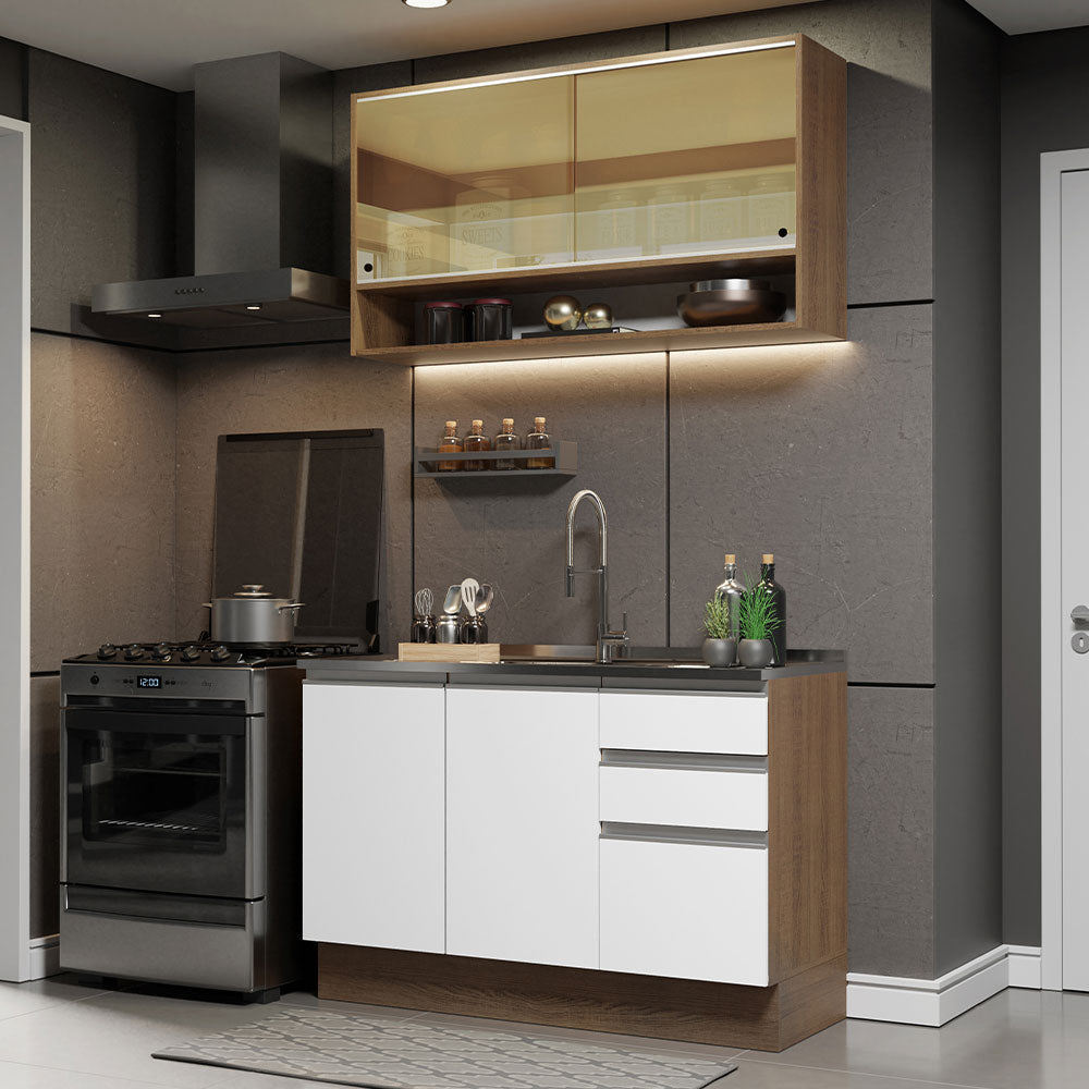 Combo de Cocina 120cm Marrón/Blanco Glamy Madesa 02
