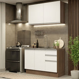 Combo de Cocina 120cm Glamy Madesa 03 Marrón/Blanco