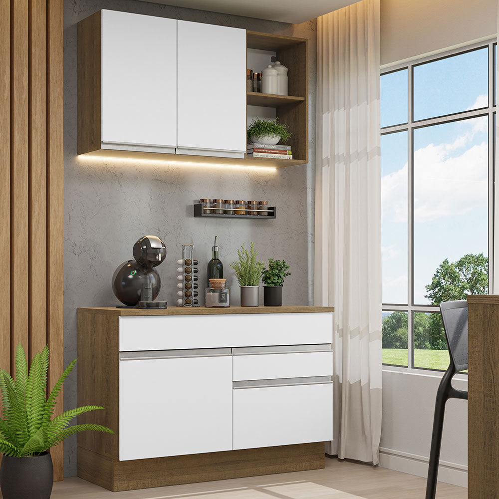 Combo de Cocina 120cm Marrón/Blanco Glamy Madesa 08