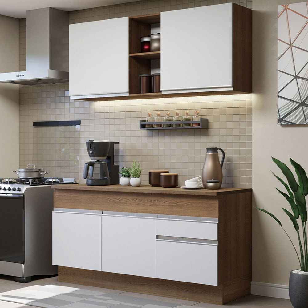 Combo de Cocina 150cm Marrón/Blanco Glamy Madesa 01