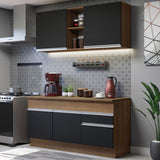 Combo de Cocina 150cm Glamy Madesa 01 Marrón/Negro