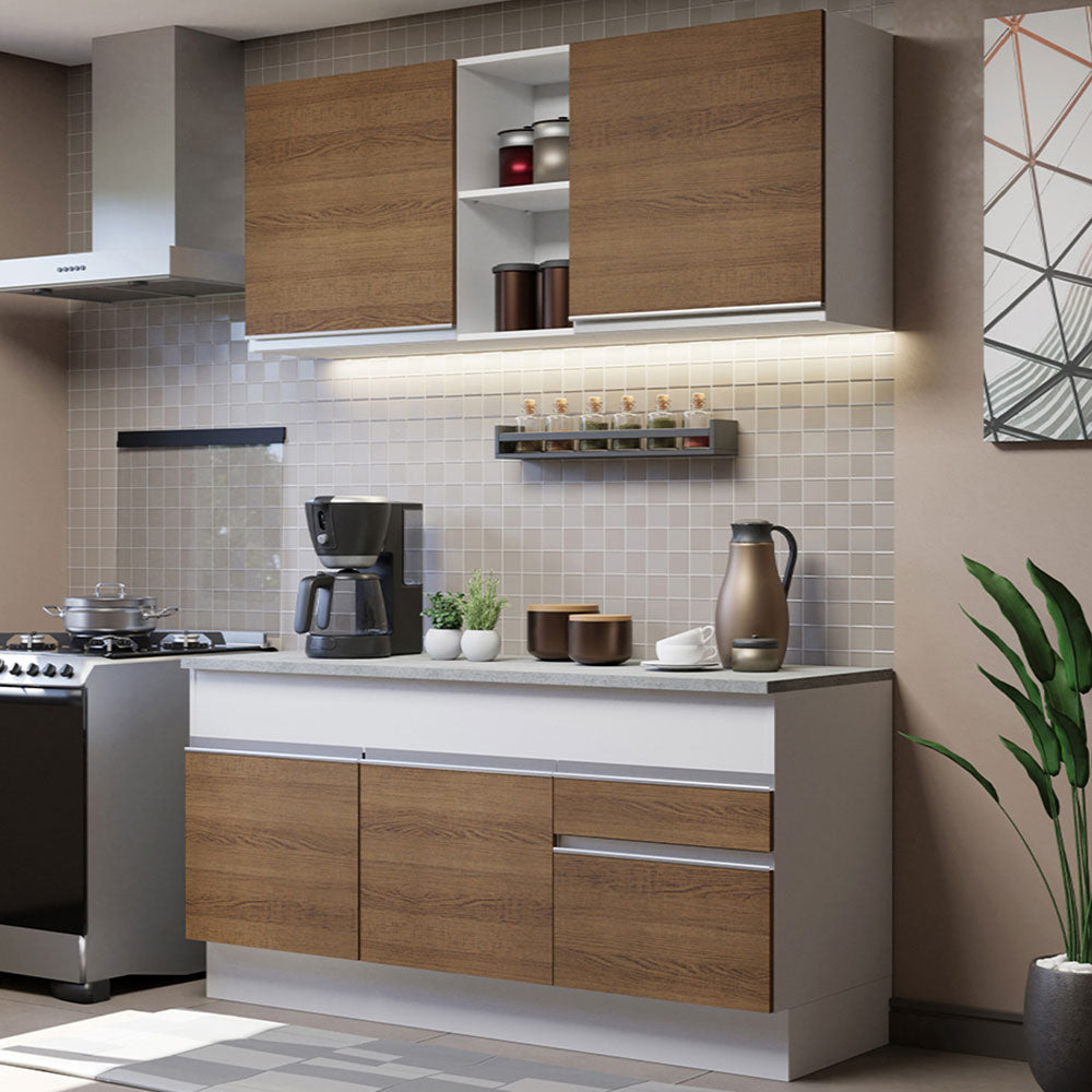 Combo de Cocina 150cm Glamy Madesa 01 Blanco/Marrón