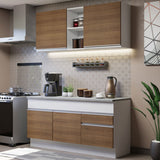 Combo de Cocina 150cm Glamy Madesa 01 Blanco/Marrón