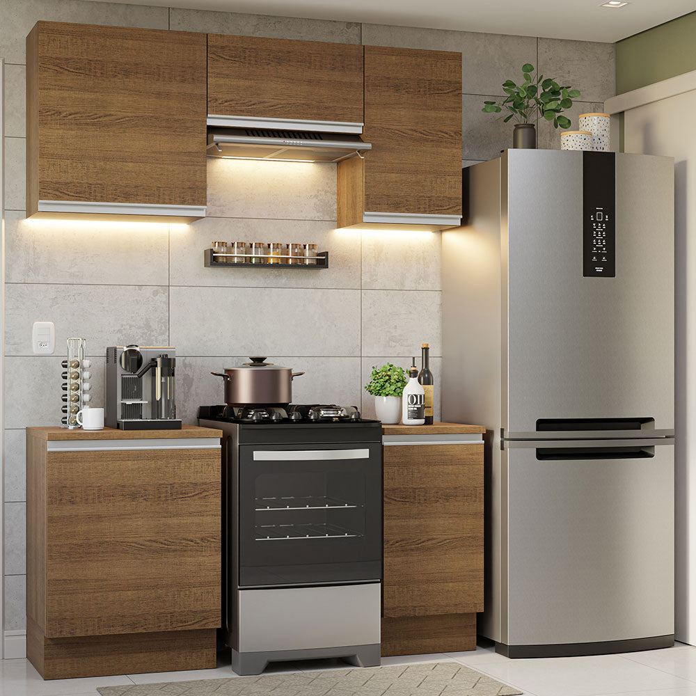 Cocina Compacta 160 cm 5 Puertas Marrón Glamy Madesa