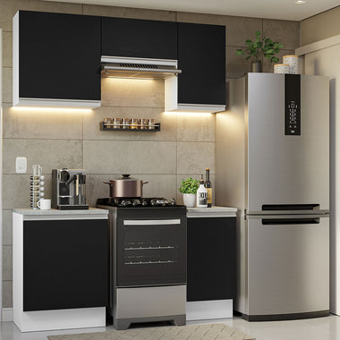 Cocina Compacta 160 cm 5 Puertas Blanco/Negro Glamy Madesa