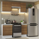 Combo de Cocina Compacta 160cm Blanco/Marrón Glamy Madesa 07