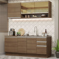 Cocina Compacta 180 cm 6 Puertas 3 Cajones Sin Mesada Marrón Glamy Madesa 06