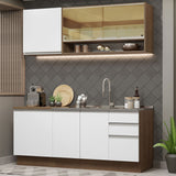 Combo de Cocina 180cm Marrón/Blanco Glamy Madesa 06