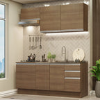 Cocina Compacta 180 cm 6 Puertas 3 Cajones Sin Mesada Marrón Glamy Madesa 07