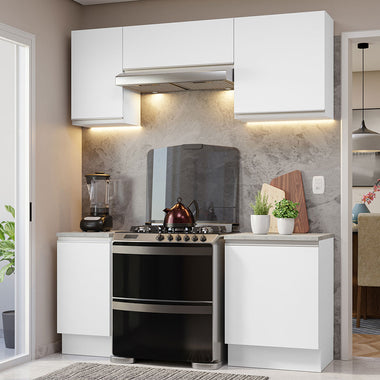 Cocina Compacta 180 cm 5 Puertas Blanco Glamy Madesa