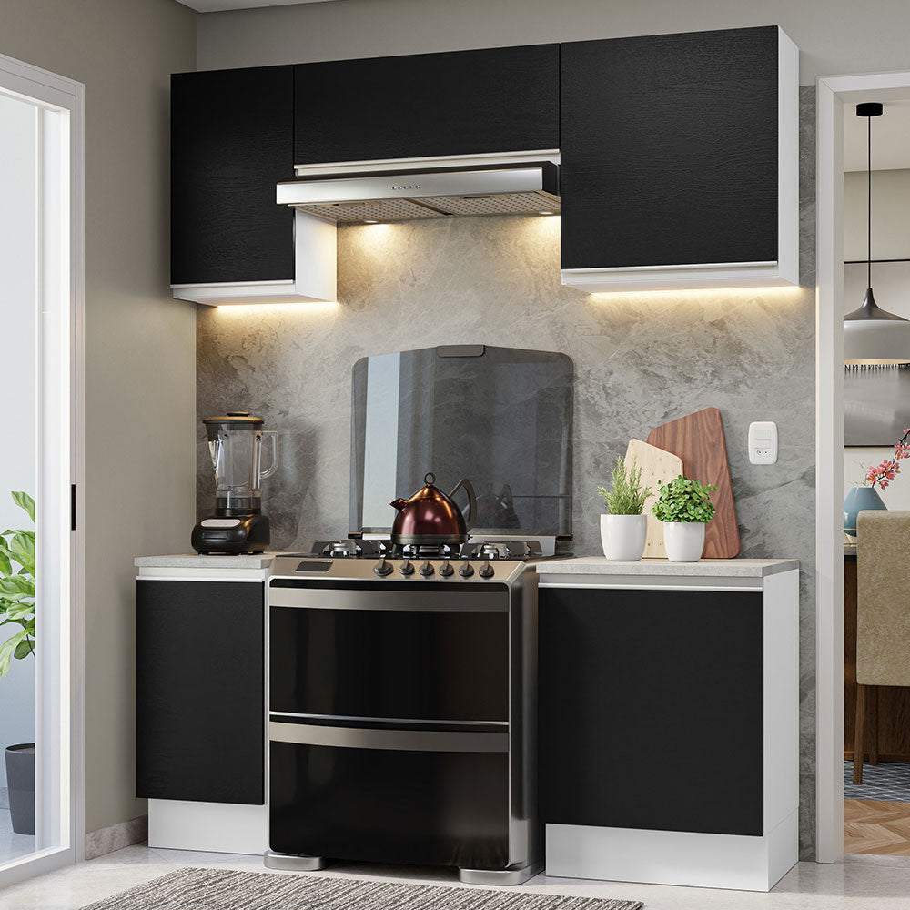 Combo de Cocina Compacta 180cm Blanco/Negro Glamy Madesa 12