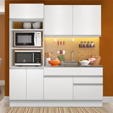 Combo de Cocina Compacta 6 Purtas 2 Cajones (Sin Mesada ni Bacha) Blanco Lívia Madesa