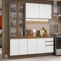 Cocina Compacta 190 cm 8 Puertas 3 Cajones Marrón/Blanco Glamy Madesa
