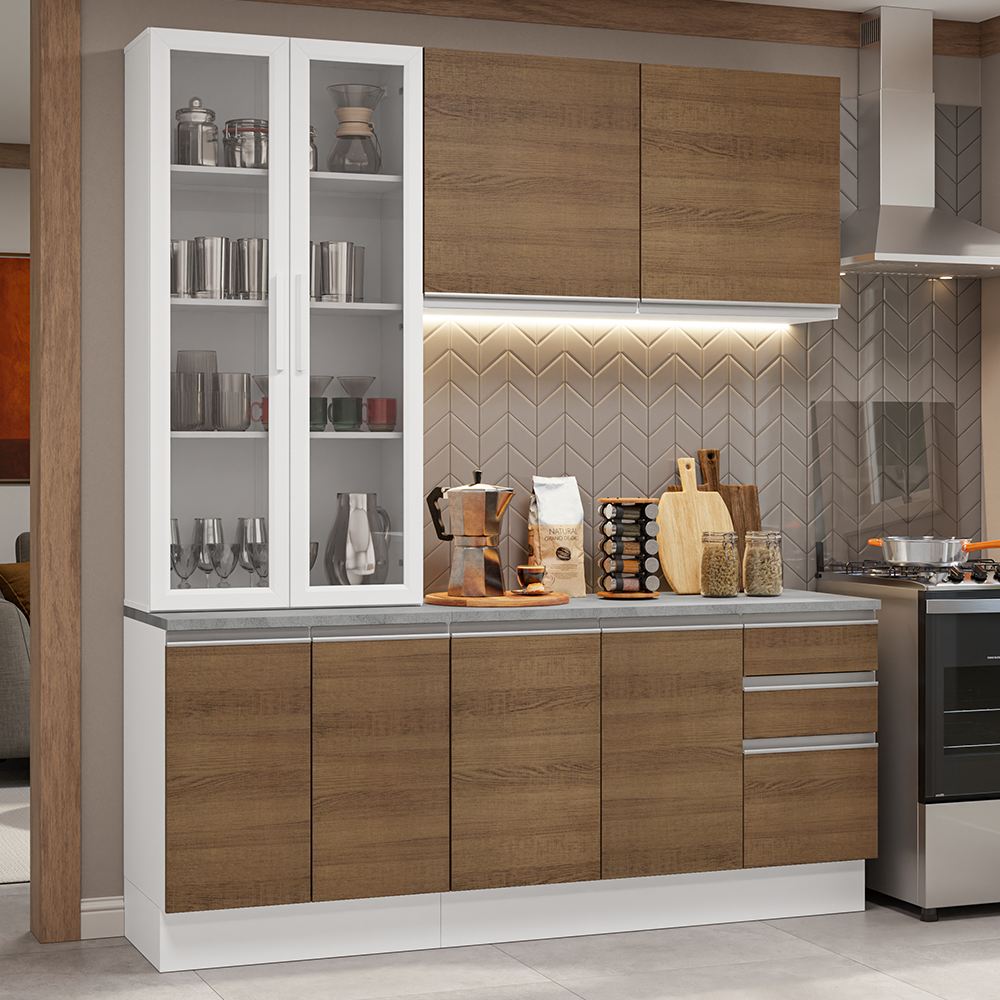 Combo de Cocina con Cristalero 190 cm Madesa Glamy BM 05
