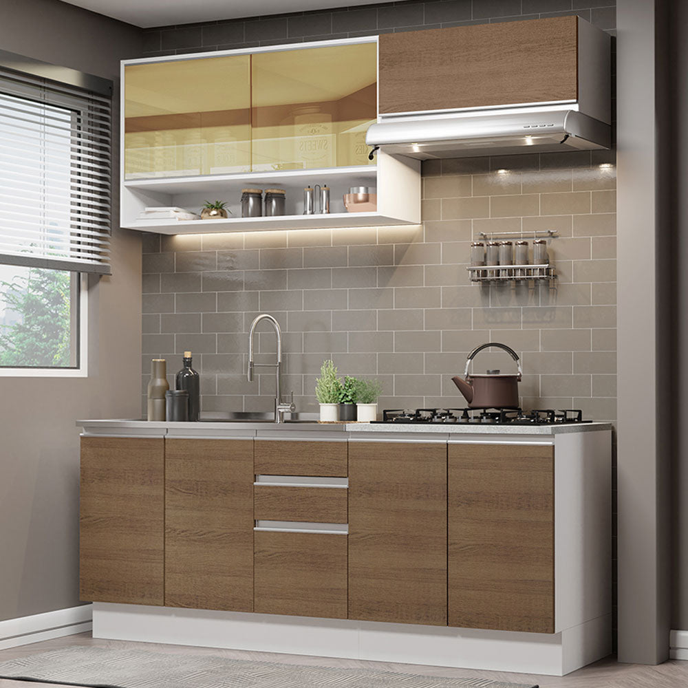 Combo completo de Cocina 200cm Blanco Marrón Glamy 03