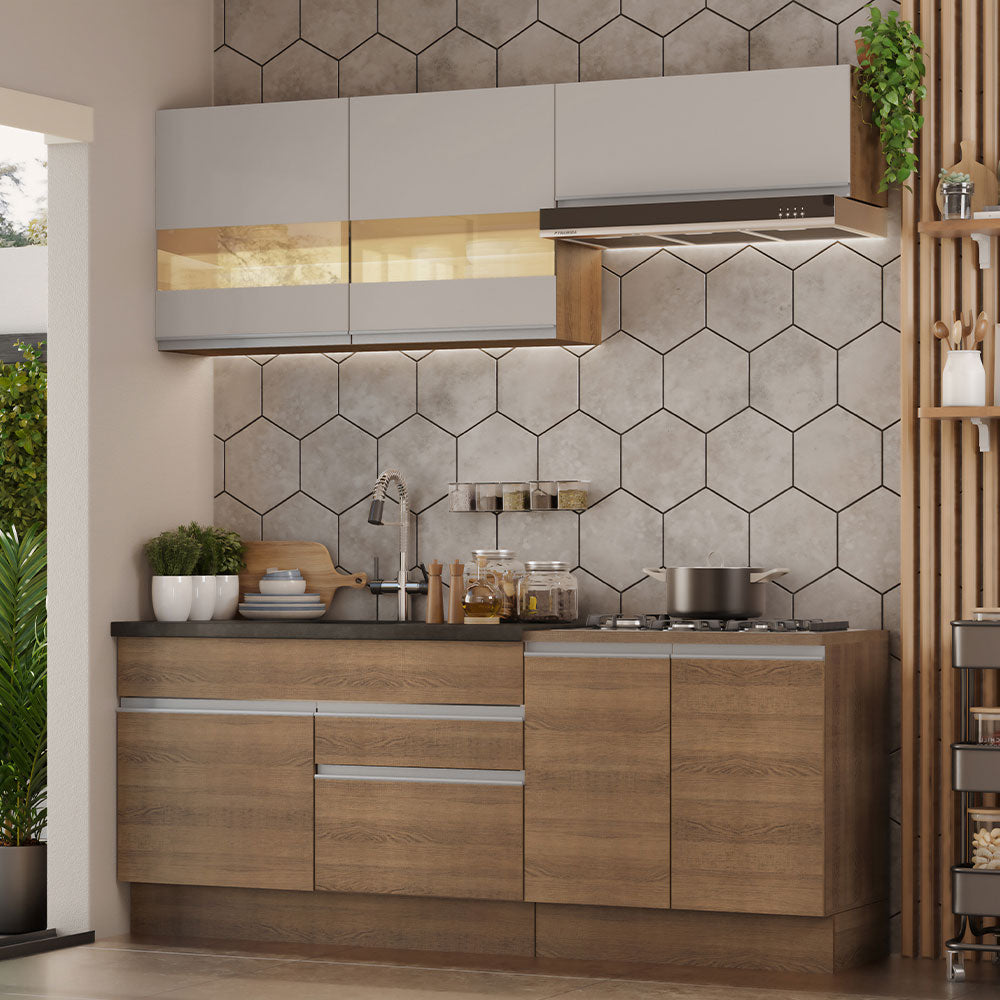 Combo de Cocina Madesa Glamy 200cm Marrón/Crema 07