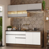 Combo de Cocina Madesa Glamy 200cm Marrón/Blanco/Crema 07
