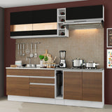 Combo completo de Cocina Compacta Madesa Glamy 220cm Blanco/Marrón/Negro 02