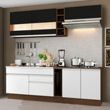 Combo completo de Cocina Madesa Glamy 220cm Marrón/Blanco/Negro 02