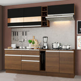 Combo completo de Cocina Madesa Glamy 220cm Marrón/Marrón/Negro 02