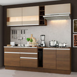 Combo completo de Cocina Madesa Glamy 220cm Marrón/Marrón/Crema 02