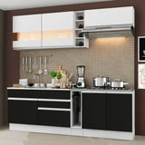 Combo completo de Cocina Compacta Madesa Glamy 220cm Blanco/Negro/Blanco 02