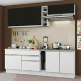 Combo completo de Cocina Madesa Glamy 220cm Blanco/Blanco/Negro 03