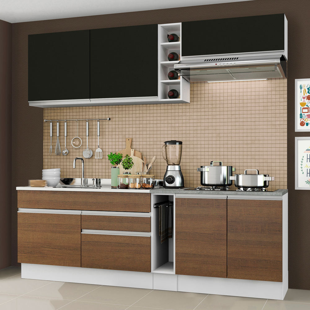 Combo completo de Cocina Madesa Glamy 220cm Blanco/Negro/Marrón 03