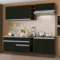 Combo completo de Cocina 220 cm 6 Puertas 2 Cajones Sin Mesada Marrón/Negro Glamy Madesa
