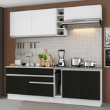 Combo completo de Cocina Madesa Glamy 220cm Blanco/Negro/Blanco 03