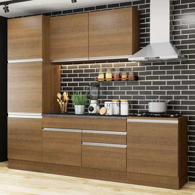 Combo completo de Cocina 240 cm 7 Puertas 2 Cajones Sin Mesada Marrón Glamy Madesa