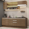Combo completo de Cocina 240 cm 9 Puertas 3 Cajones Sin Mesada Marrón Glamy Madesa