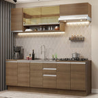 Combo completo de Cocina 240 cm 9 Puertas 3 Cajones Sin Mesada Marrón Glamy Madesa