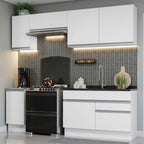 Combo completo de Cocina 240 cm 6 Puertas 2 Cajones Sin Mesada Blanco Glamy Madesa