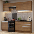 Combo completo de Cocina 240 cm 6 Puertas 2 Cajones Sin Mesada Marrón Glamy Madesa 08