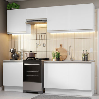 Combo completo de Cocina 240 cm 7 Puertas Sin Mesada Blanco Glamy Madesa