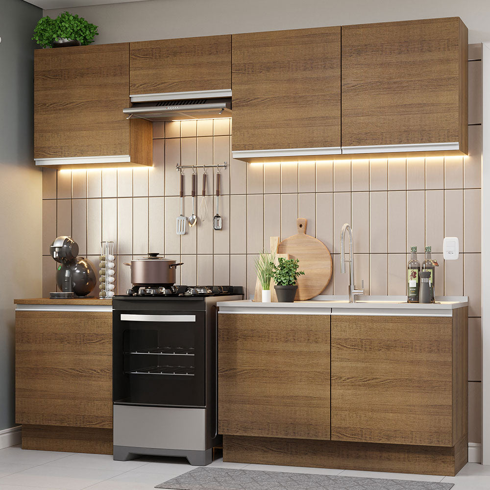 Combo completo de Cocina 240 cm 7 Puertas Sin Mesada Marrón Glamy Madesa 09