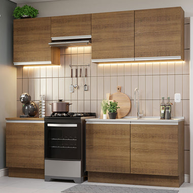 Combo completo de Cocina 240 cm 7 Puertas Sin Mesada Marrón Glamy Madesa