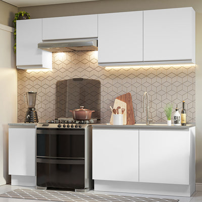 Combo completo de Cocina 240 cm 7 Puertas Sin Mesada Blanco Glamy Madesa