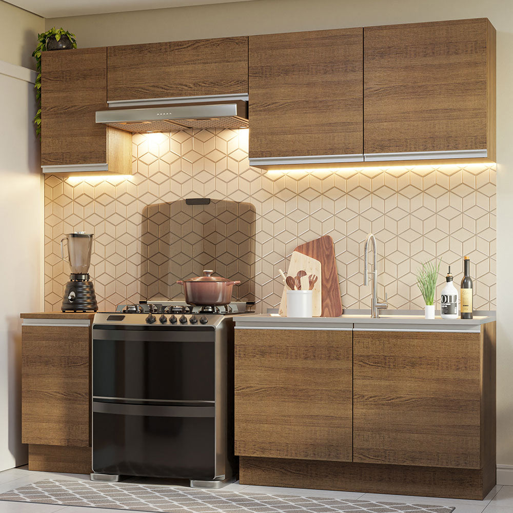 Combo completo de Cocina 240 cm 7 Puertas Sin Mesada Marrón Glamy Madesa 10