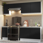 Combo completo de Cocina 240 cm 7 Puertas Sin Mesada Blanco/Negro Glamy Madesa 10