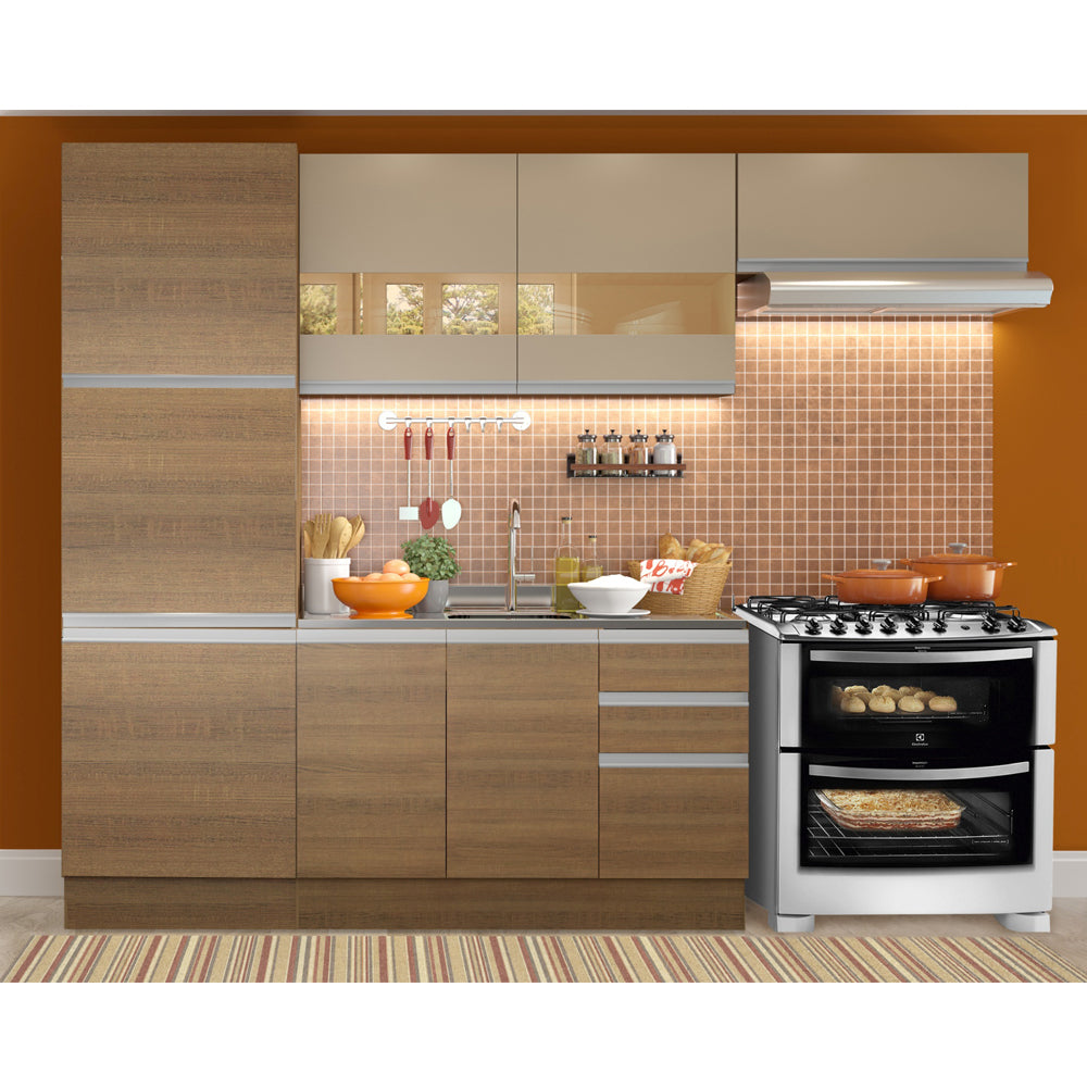 Combo completo de Cocina Madesa Glamy 260cm Marrón/Crema 02