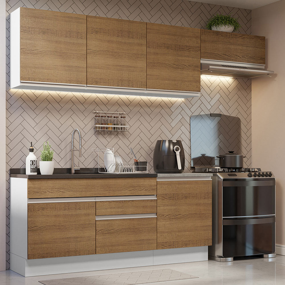 Combo completo de Cocina 260cm Blanco/Marrón Glamy Madesa 03