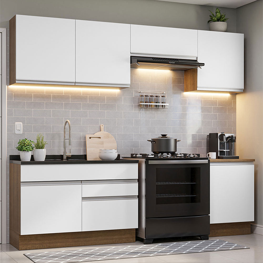 Combo completo de Cocina 260cm Marrón/Blanco Glamy Madesa 04