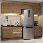 Combo completo de Cocina 260 cm 6 Puertas 2 Cajones Sin Mesada Marrón Glamy Madesa 05