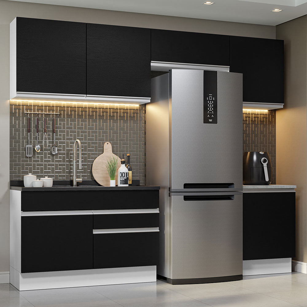 Combo completo de Cocina Glamy Madesa 260cm Blanco/Negro