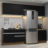 Combo completo de Cocina Glamy Madesa 260cm - Marrón/Negro