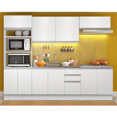 Combo completo de Cocina 270 cm 10 Puertas 3 Cajones Sin Mesada Blanco Glamy Madesa