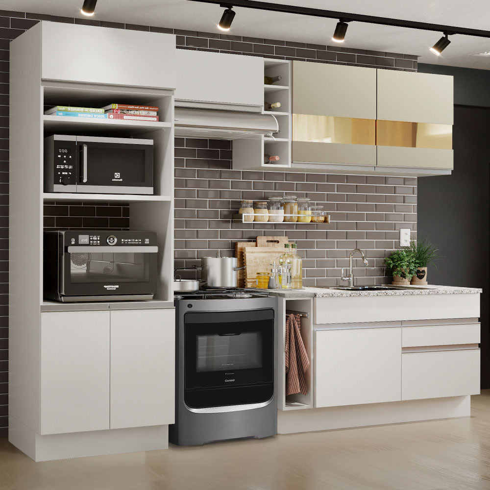 Combo completo de Cocina Madesa Glamy 270cm Blanco/Blanco/Crema 08